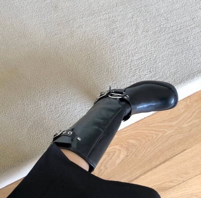 西部牛仔風扣環長筒靴 2colors1