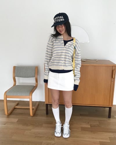 糖果配色條紋排釦針織 3colors3