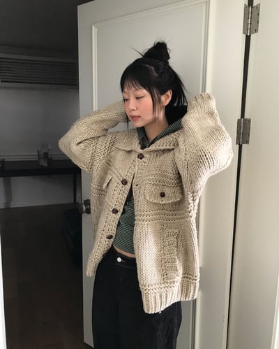 (現貨) 厚磅粗針織外套 2colors 男女適穿2