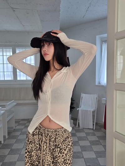 歐美百搭親膚排釦長袖上衣 2colors12