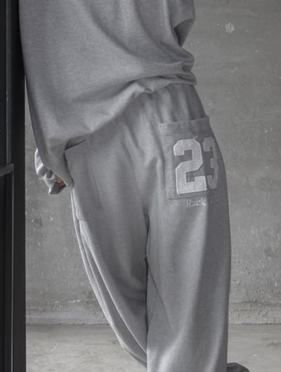 休閒拼接貼布落地棉褲 2colors5