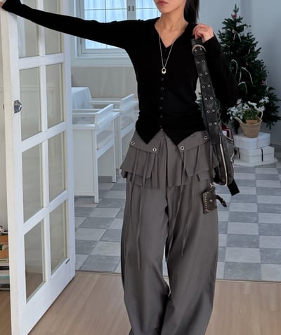 歐美百搭親膚排釦長袖上衣 2colors6