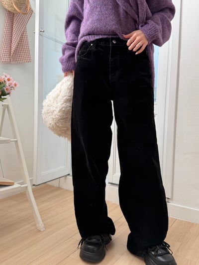 Velvet 絲絨落地直筒寬褲 1color5