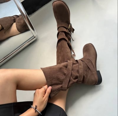 巴黎街道麂皮金屬扣中筒靴 3colors10