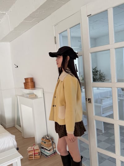 BUTTER奶油黃翻領針織衣 1color6