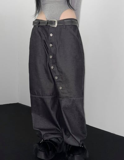 小眾設計款鈕扣街頭寬褲 2colors1