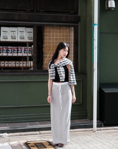 日系垂墜感一字落地長裙 2colors5