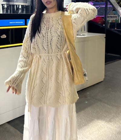 鏤空綁帶針織毛衣 1color1