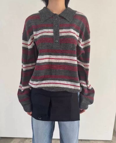 韓國經典撞色條紋針織 2colors4