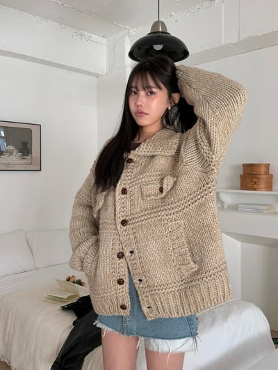 後磅粗針織外套 2colors 男女適穿12