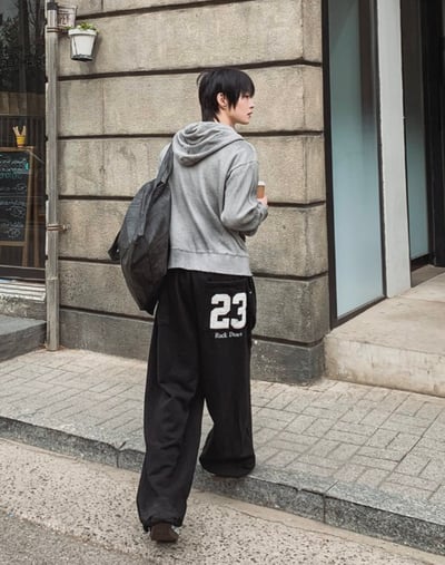 休閒拼接貼布落地棉褲 2colors8