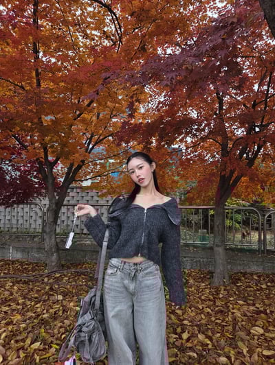 大翻領厚實短版針織衣 3colors4