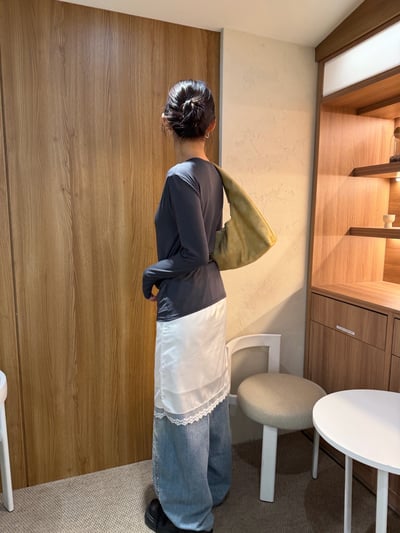 韓國春裝雙層排釦假兩件上衣 2colors6