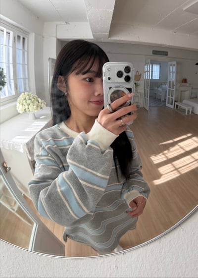 COMFORTABLE 條紋刷絨衛衣 1color6