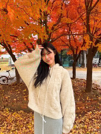 暖糯麻花連帽針織外套 2colors1