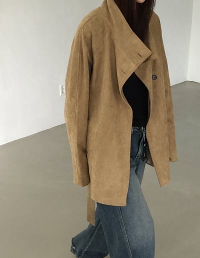 倫敦浪漫碎片麂皮中外套大衣 1color6