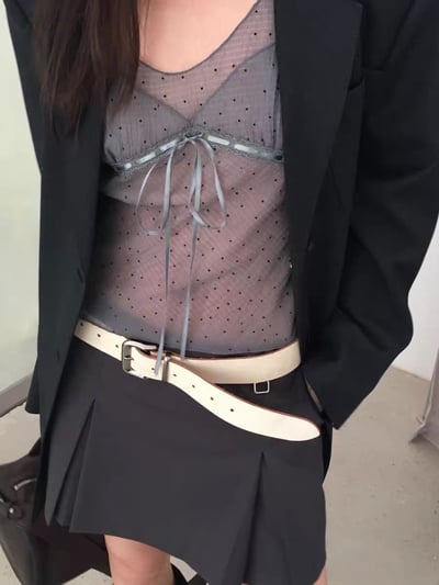 Moonlight Dot Ribbon Top 2colors1