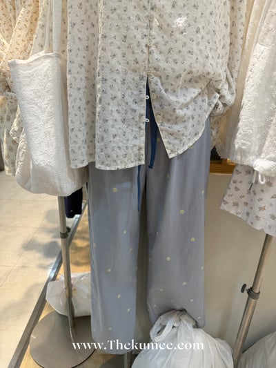 E11 森系雛菊寬版長褲 2colors3
