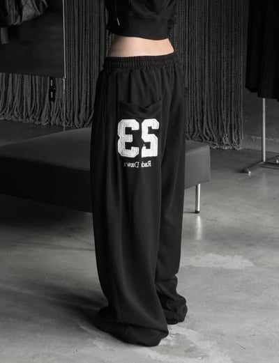 休閒拼接貼布落地棉褲 2colors2