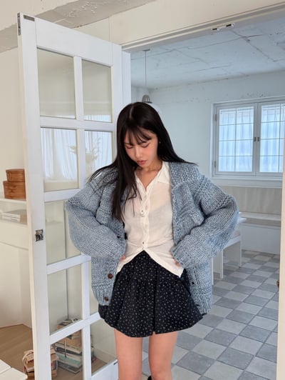 側綁帶甜美碎花短裙 2colors3