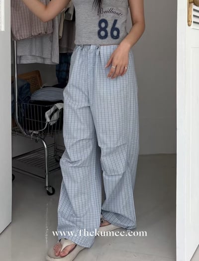E04 晨霧格紋工裝褲 2colors4
