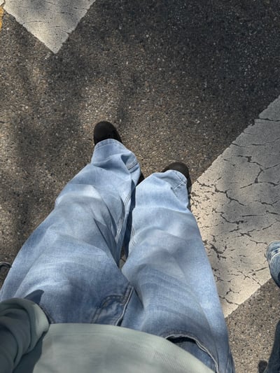 低腰側邊抓摺落地牛仔寬褲 2colors6