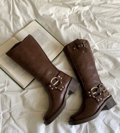 西部牛仔風扣環長筒靴 2colors6