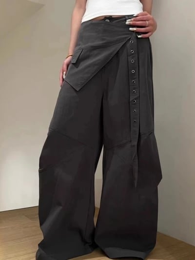 小眾裙簾落地寬褲 2colors8