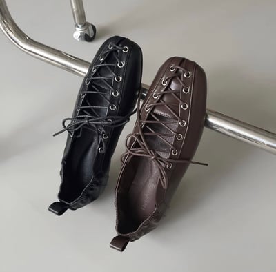 小眾設計感黑曜綁帶芭蕾舞鞋 2colors8