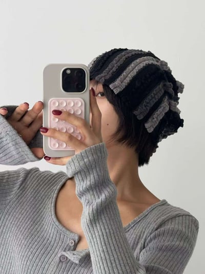 拚色皺皺帽 2colors3