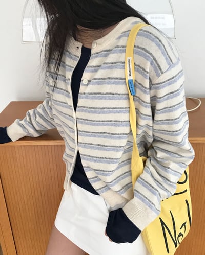 糖果配色條紋排釦針織 3colors2