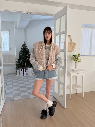 QQ毛正反兩穿連帽背心 2colors4