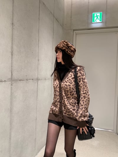 闆闆自留款豹紋針織外套含50%羊毛3