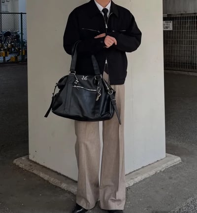 Mucent ღ Prime wrinkle leather tote bag (男女通用)9