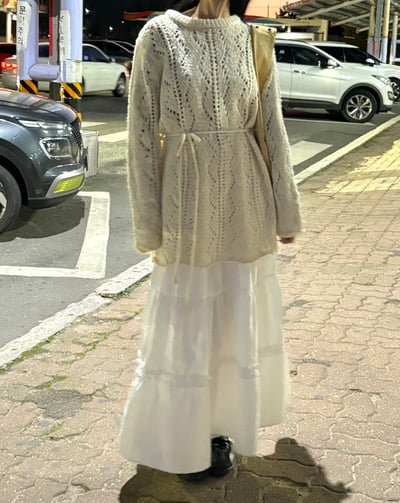 鏤空綁帶針織毛衣 1color6