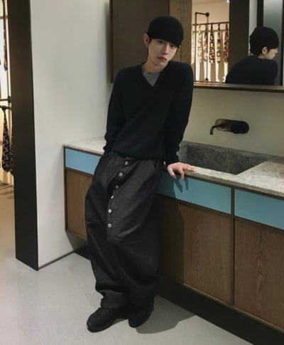 小眾設計款鈕扣街頭寬褲 2colors7