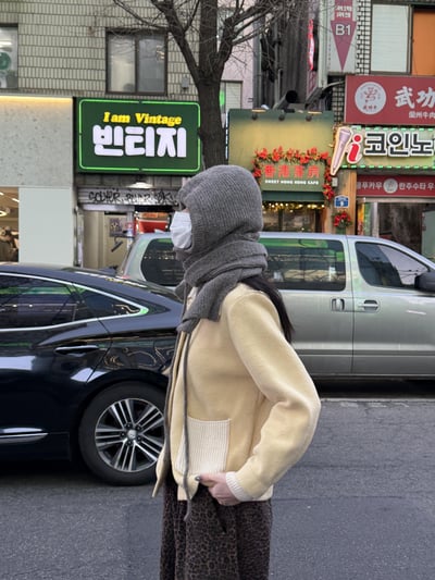 親膚針織連帽圍巾🧣3colors9