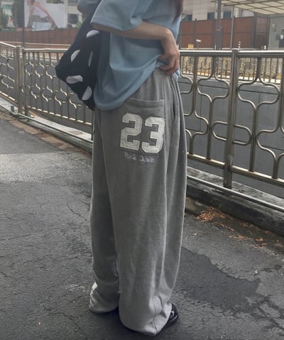 休閒拼接貼布落地棉褲 2colors1