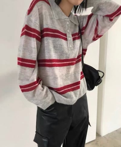 韓國經典撞色條紋針織 2colors6