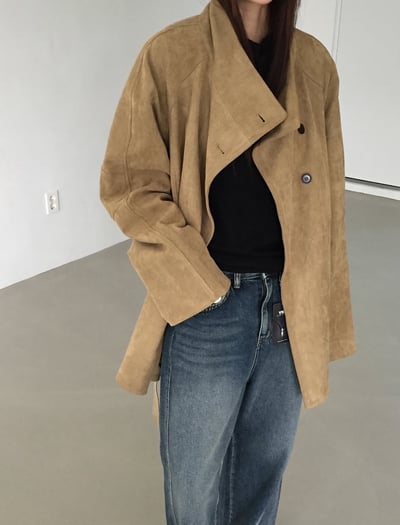 倫敦浪漫碎片麂皮中外套大衣 1color1