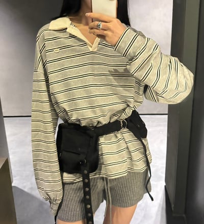 80年代復古歐美條紋上衣5