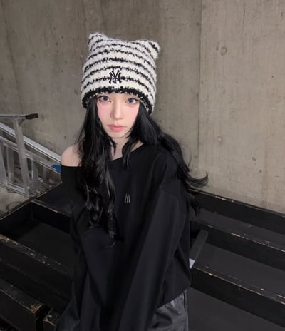 MLB x Karina 貓耳朵針織毛帽14