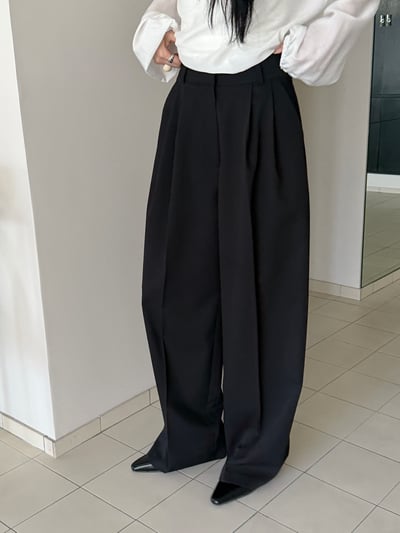 版型巨美垂墜感韓國西裝寬褲 2colors1