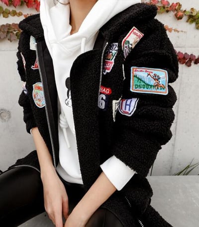 【現貨】韓國東大門時尚勳章貼布羊羔絨外套2