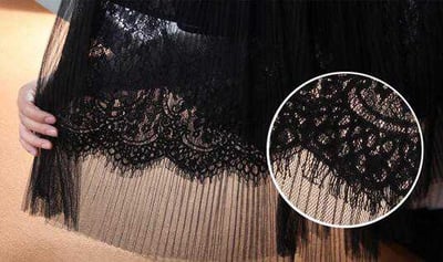 韓國氣質甜美睫毛蕾絲拼接百摺高腰網紗長裙6