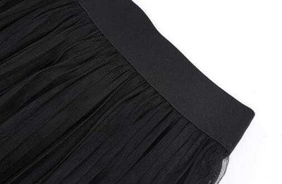 韓國氣質甜美睫毛蕾絲拼接百摺高腰網紗長裙4