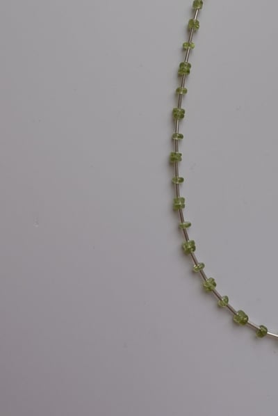銀管間隔橄欖石項鍊 S9256