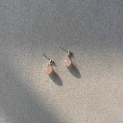 粉水晶垂墜耳環 S9253