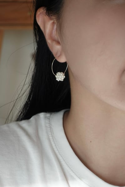 繡球花珍珠耳圈 S9254