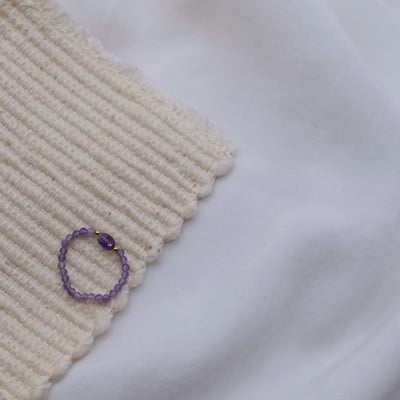 天然石 復古彈性珠戒 14KGF1